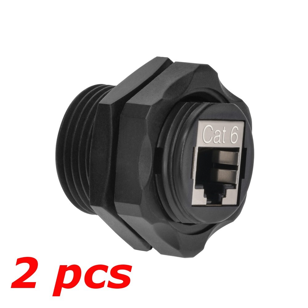 2 Pack - CAT6 RJ45 Outdoor Shielded Waterproof Industrial Panel Mount Coupler