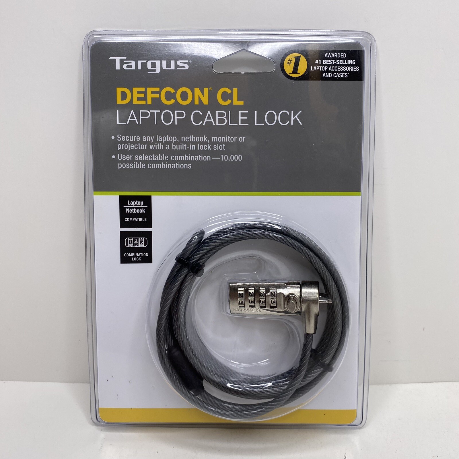 Targus Defcon CL Laptop Cable Combination Lock PA410U1 w 6.5 Feet Cable