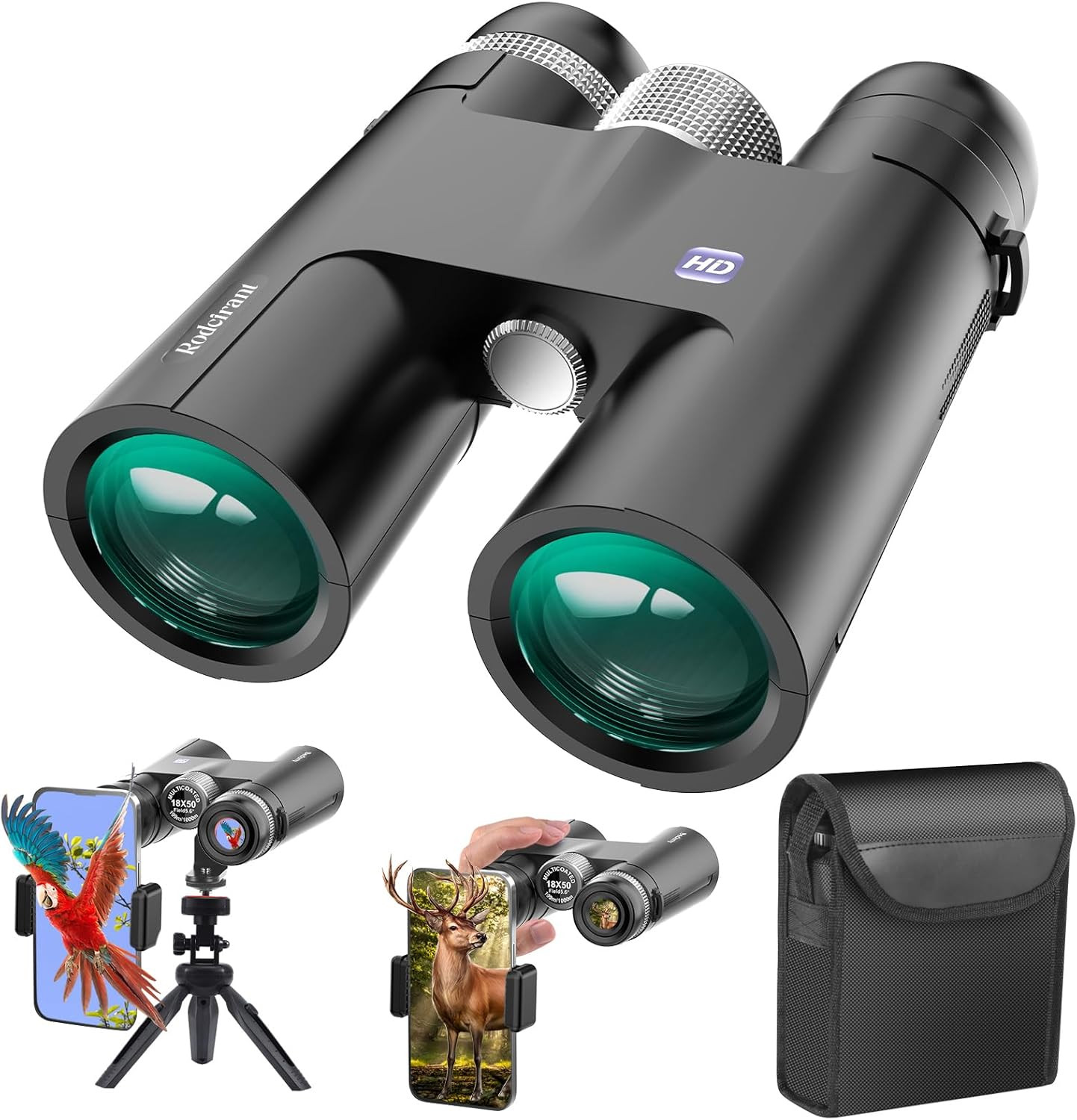 18X50 Professional Large View Binoculars for Adults with Upgraded Phone Adapter,