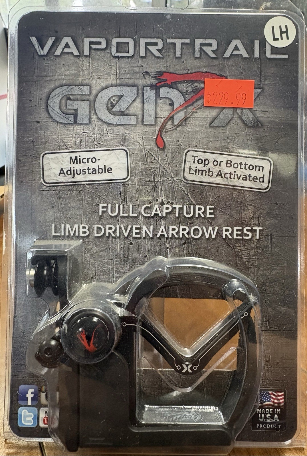 Vaportrail Gen 7x Full Capture Limb Driven Drop Away Rest Compound Bow LH Black