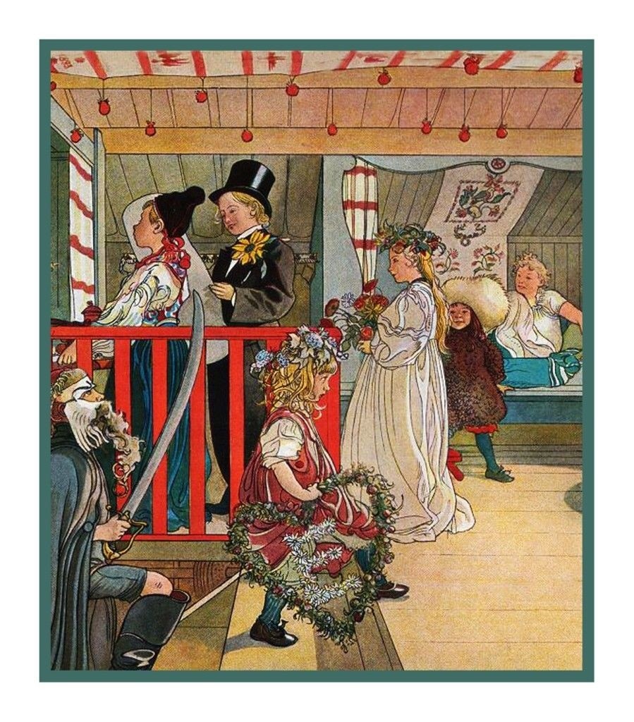 Swedish Artist Carl Larsson's Name Day Detail Counted Cross Stitch Chart Pattern