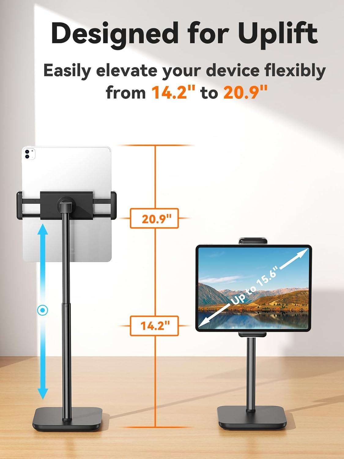 Tablet Stand for Desk with 360 Adjustable Holder Clamp Bracket, Height Adjustabl