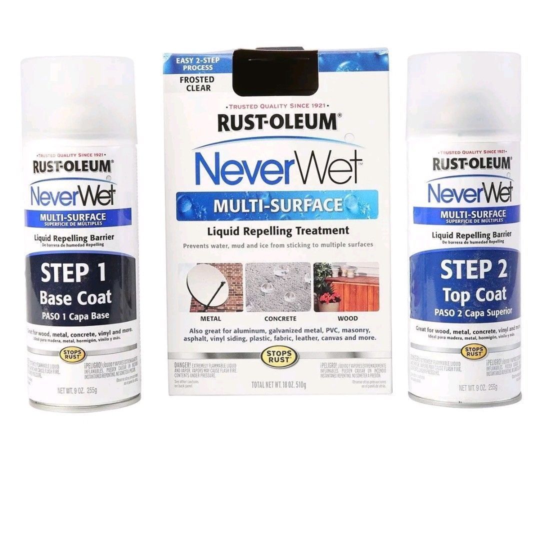RUSTOLEUM NEVER WET MULTI-SURFACE KIT 2- 9 oz Cans/ 18 oz CLEAR/GRAY/WHITE