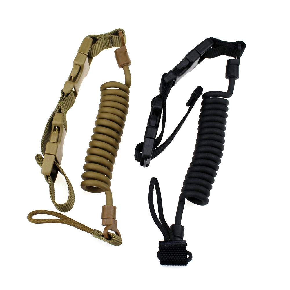 Heavy Duty Tactical Lanyard Airsoft Coil Sling Quick Release Secure Pistol Sling
