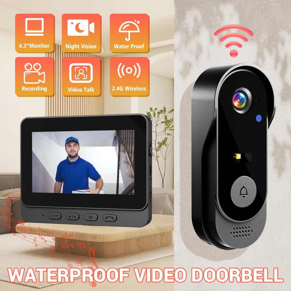 1080P 2.4G Smart Wireless Video Doorbell Camera Monitor Doorbell Intercom System