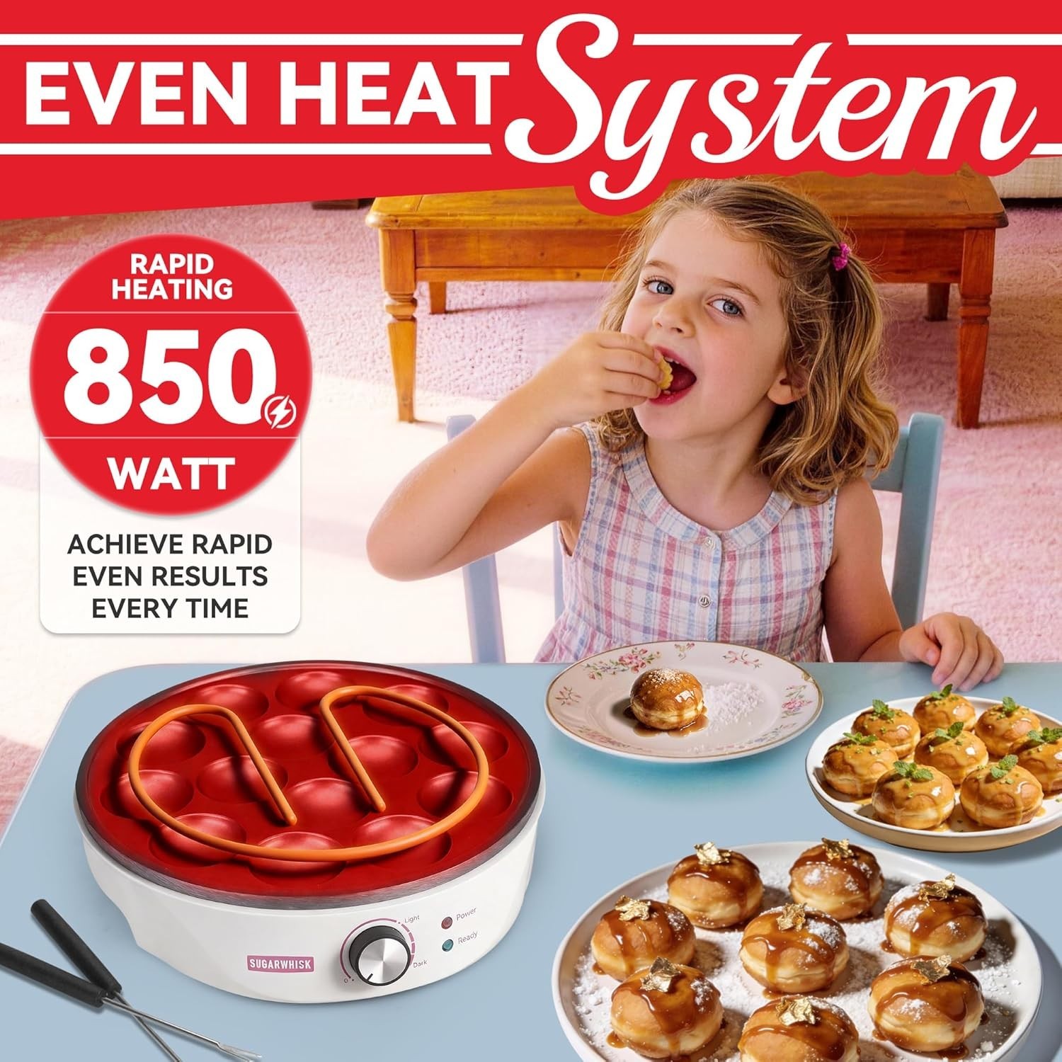 Mini Pancakes Maker Machine with 14 Larger & Deeper Grooves, Electric Mini Pa...