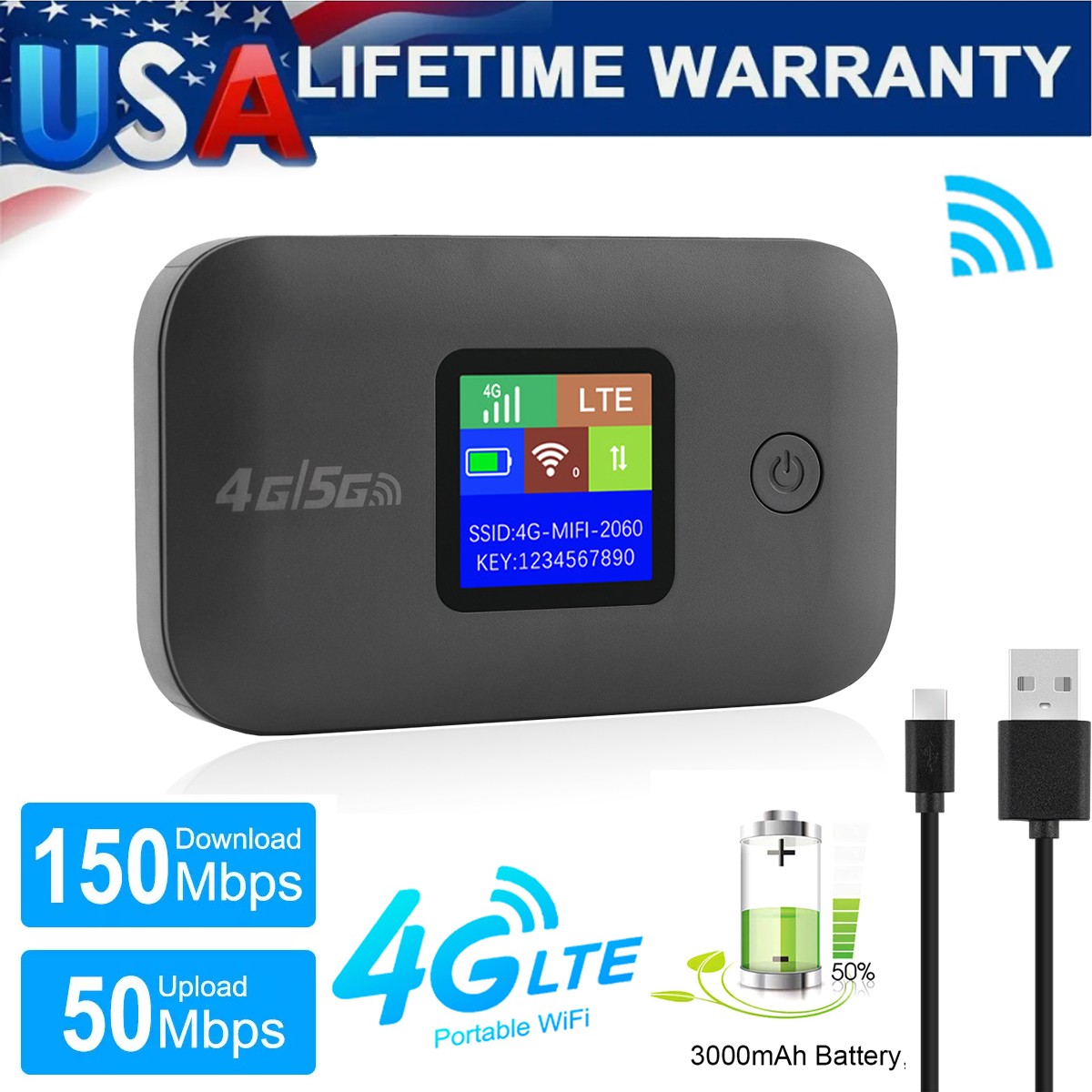 4G LTE Mobile Broadband Portable Wireless Router Hotspot SIM Unlocked WiFi Mifi
