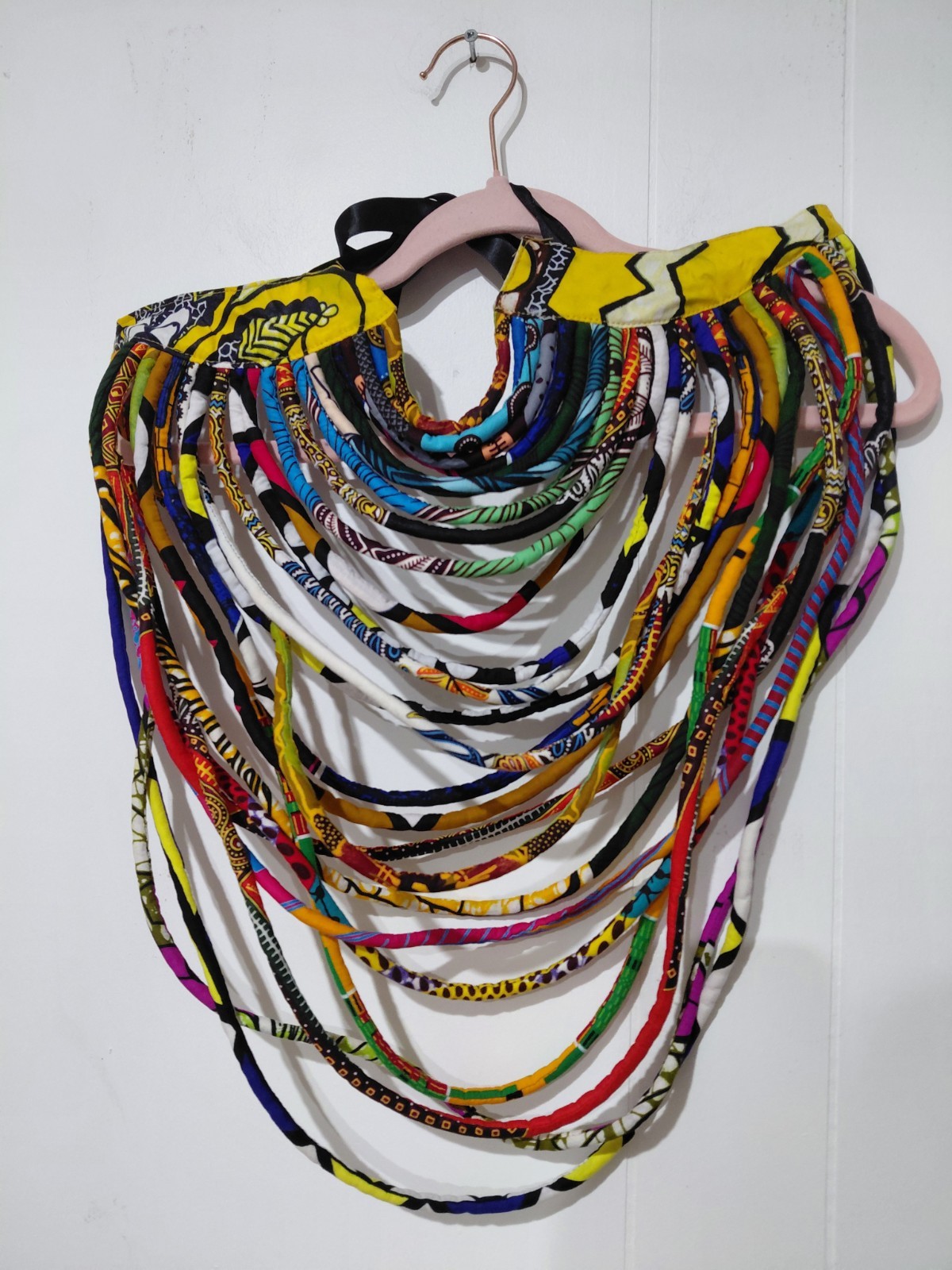 Vibrant African Print Multistrand Necklace Fabric Art to Wear Beautiful Colorful