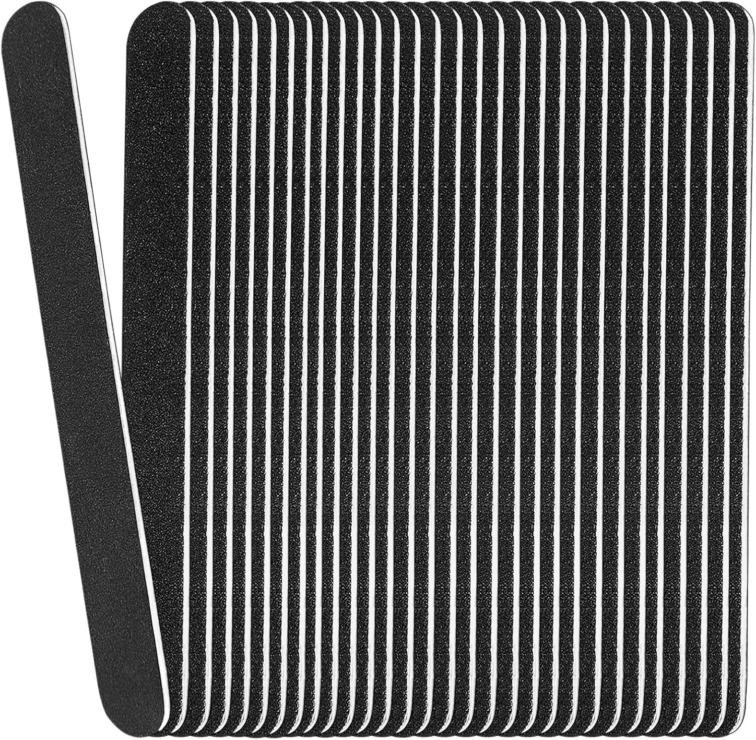 24 Pack Emery Boards 100/180 Grit Nail Files for Acrylic & Natural Nails Black