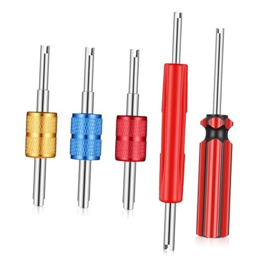 5Pcs Tire Valve Stem Removal Tool Kit, Single and Dual Heads Valve Core