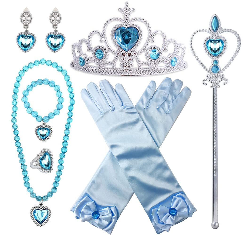 Yosbabe Princess Elsa Costume Dress up Accessories for 3-10 years old, Blue