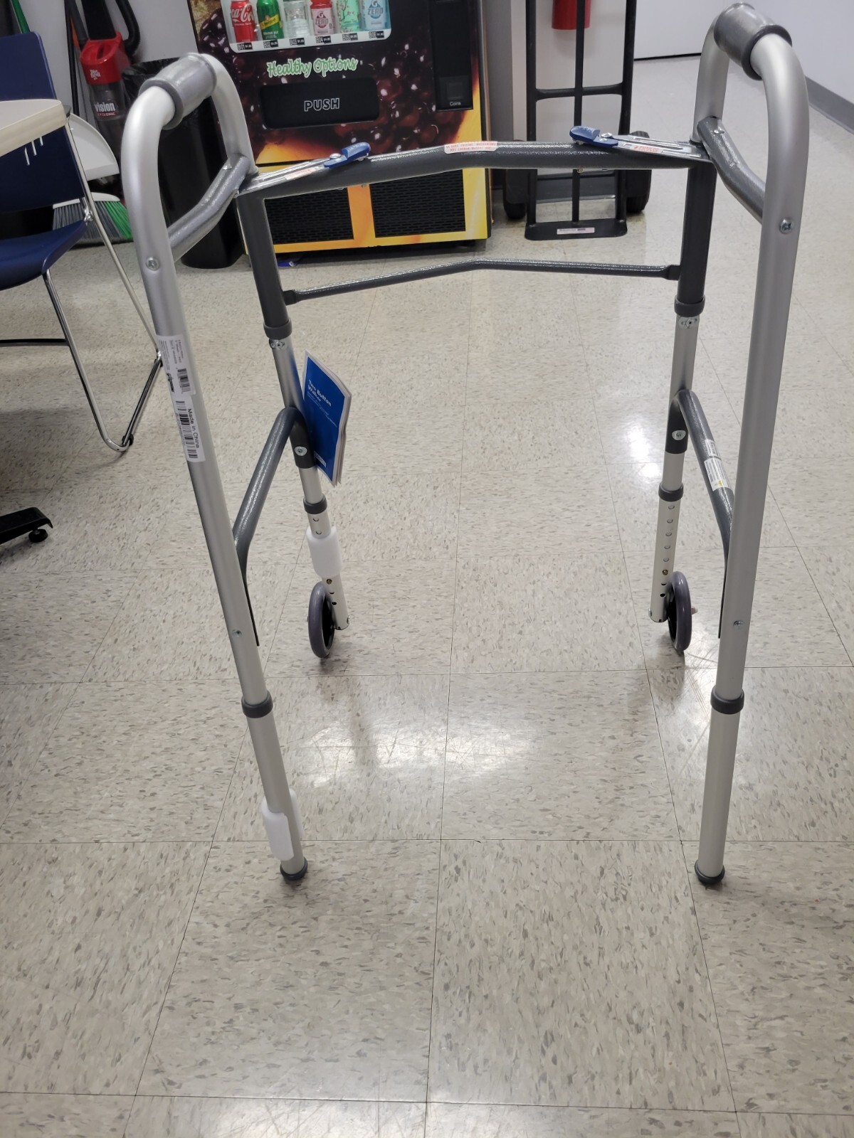 BRAND NEW Pro Basics Two-Button Aluminum Walker with 5" Wheels  WKAAW2B