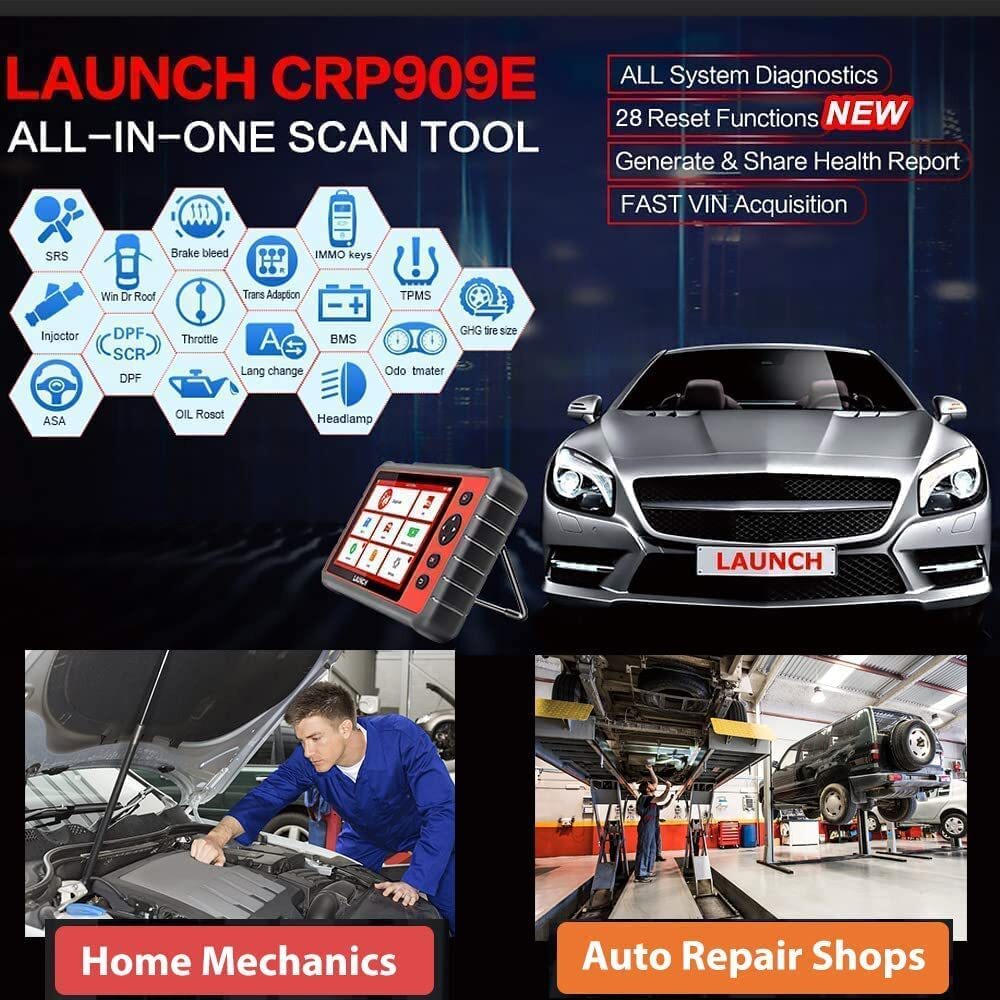 2024 LAUNCH CRP909E Pro Full System Diagnostic Tool OBD2 Scanner Key Coding TPMS