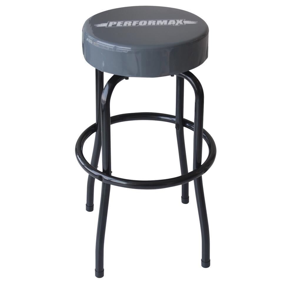 29" Gray Shop Stool Swivel Seat Tubular Steel Padded Cushion Garage Home Tool