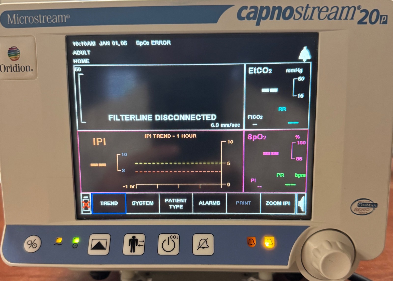 Oridion Microstream Capnostream 20P EtCO2 Co2 Monitor w nellcor SpO2