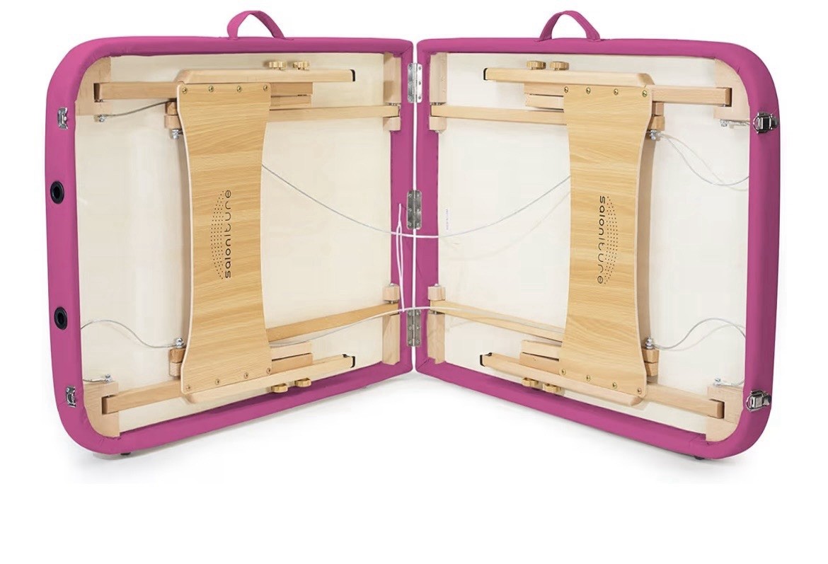Saloniture Pink Portable Foldable Massage Table Adjustable Height 73" x 28"