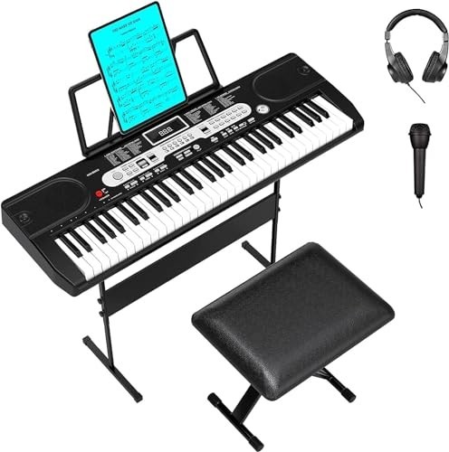 Portable Electronic Keyboard 61 Key Touch Sensitive Lightweight Compact With