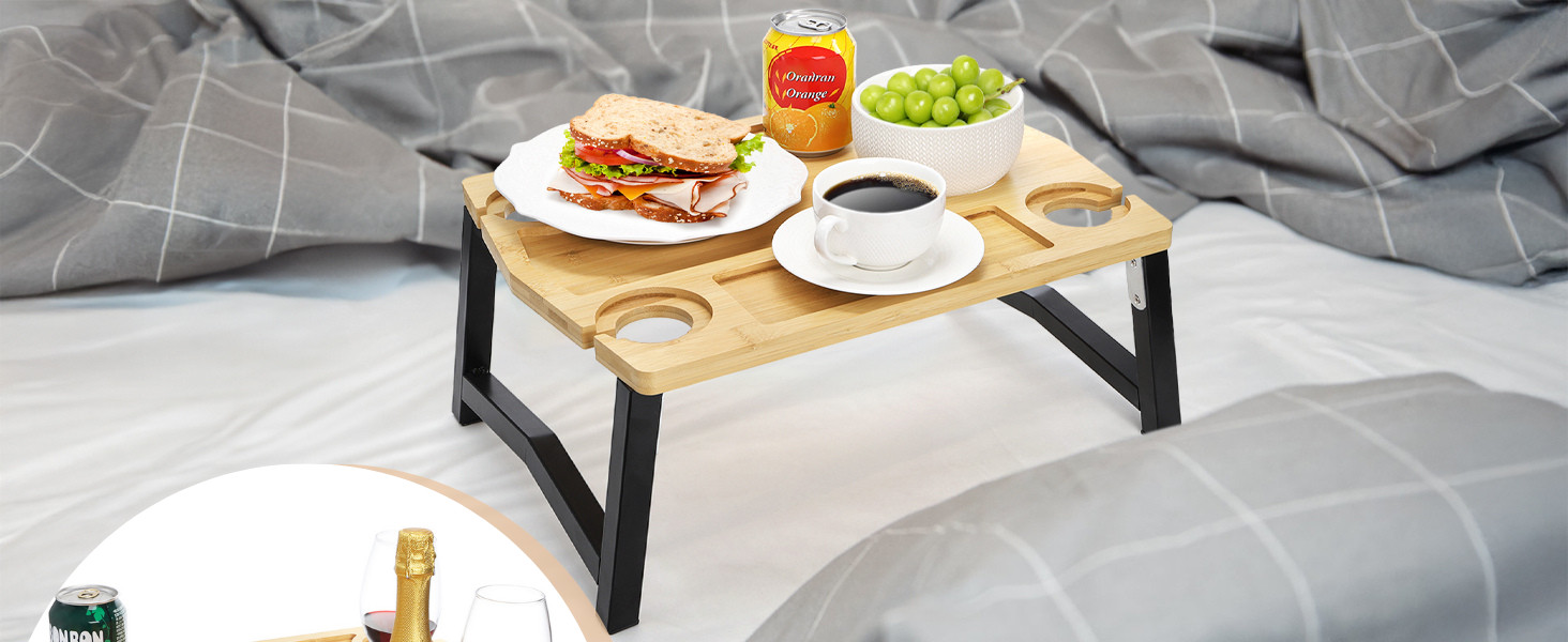 Portable Wine Picnic Table with Glass Holder, Foldable Durable Picnic