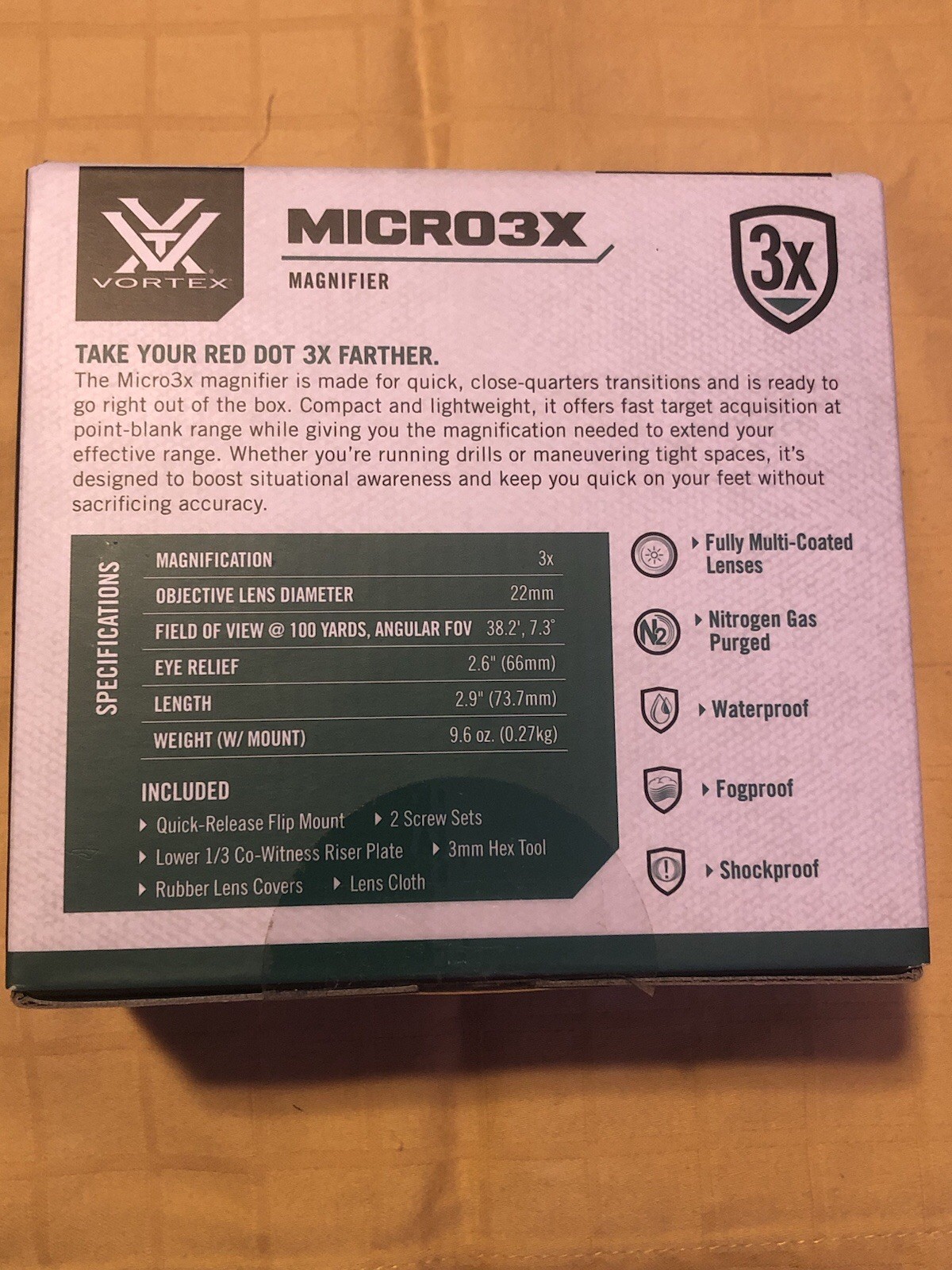 Vortex 3x Magnifier w/ Quick Release Flip Mount V3XM