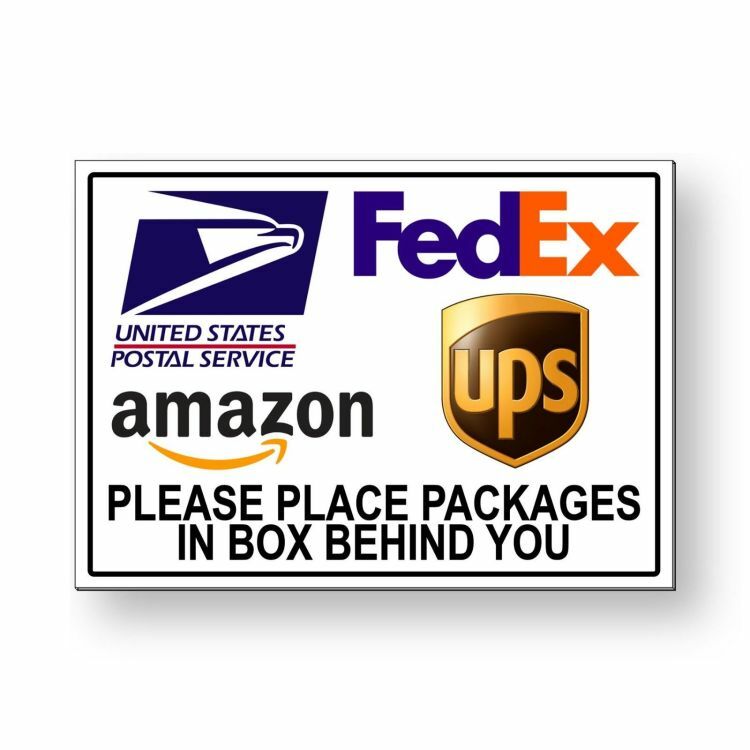 Package Delivery Place Packages In Box Behind You Sign METAL usps MS033