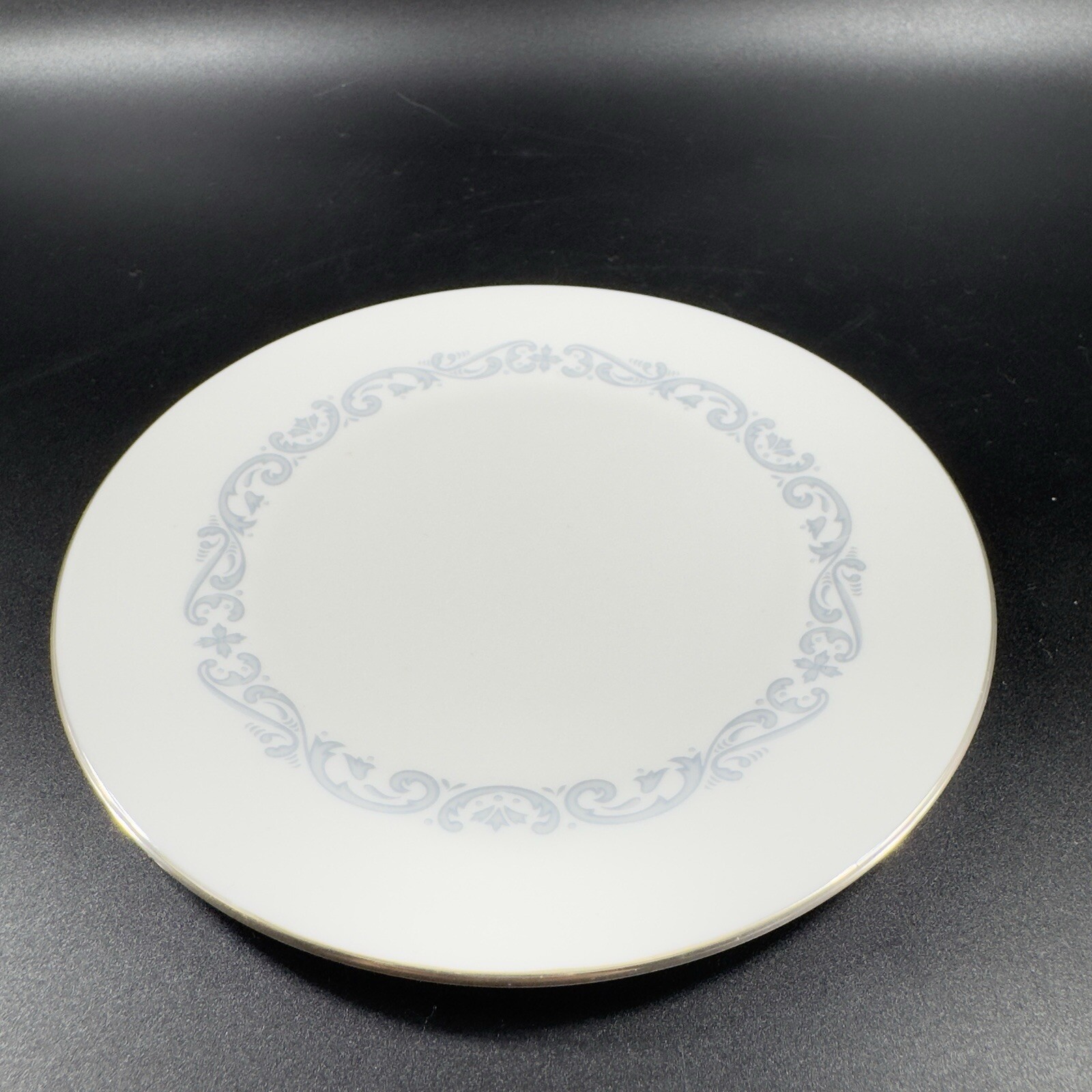 Minton Silver Scroll Pattern Round Porcelain Dish Plate Set 6 Made In England