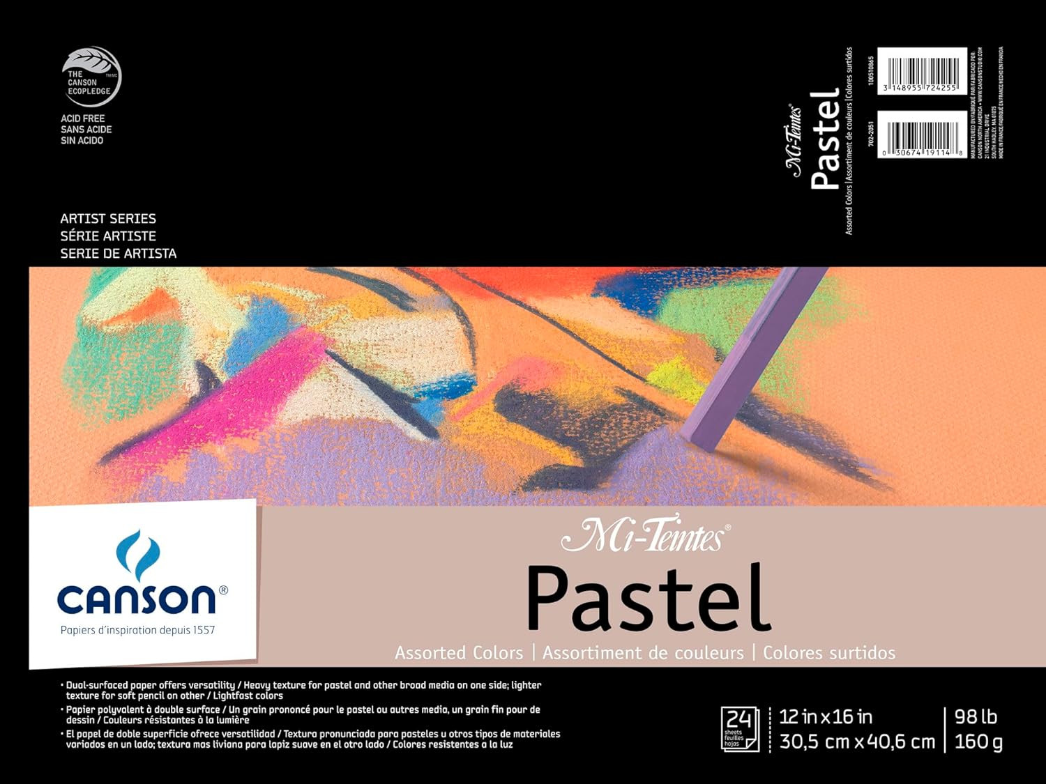 Drawing Pad Mi-Teintes, 12"X16", Colors May Vary