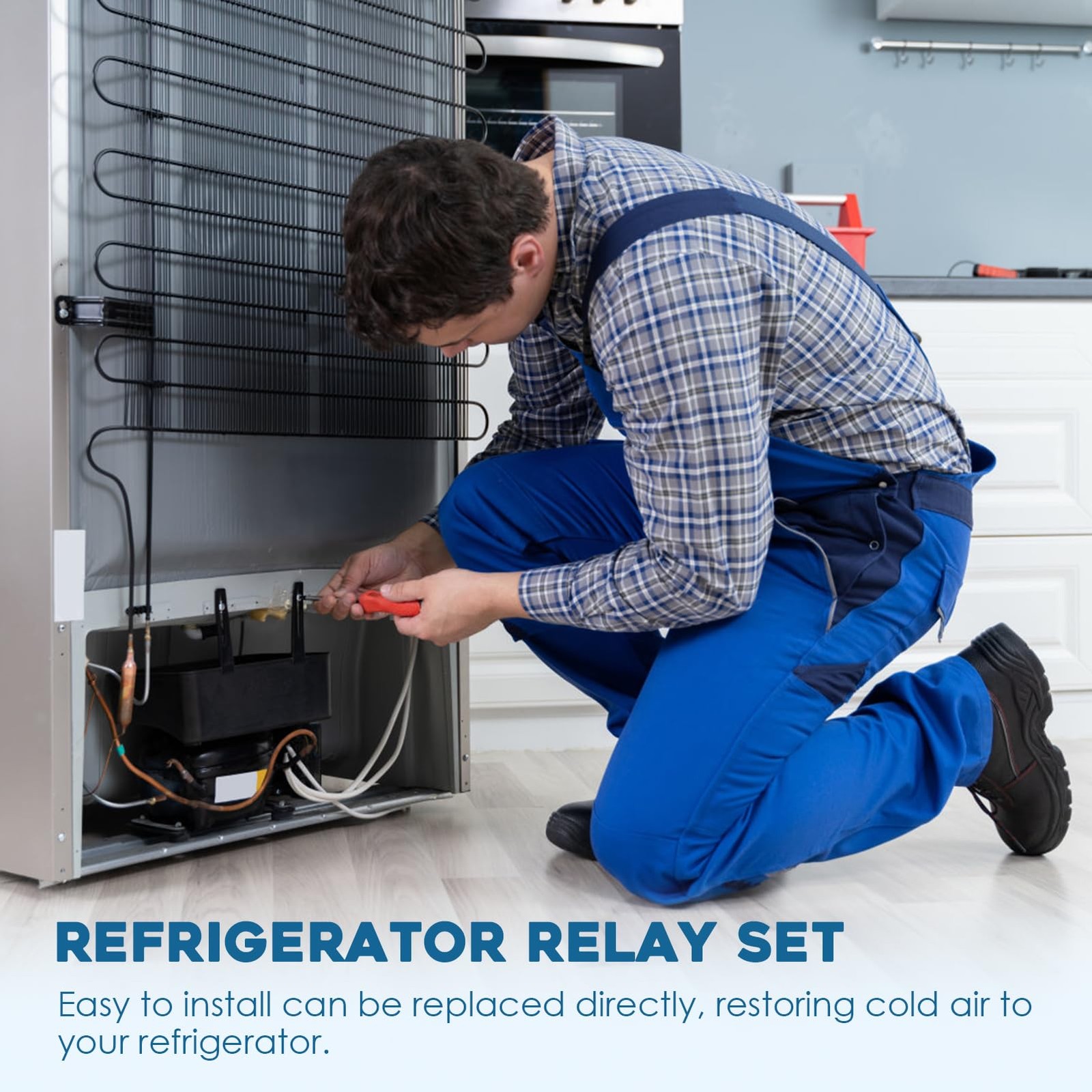 Refrigerator Starter Relay Set, 3 Pin 4.7 Ohm PTC Fridge Compressor Starter w...