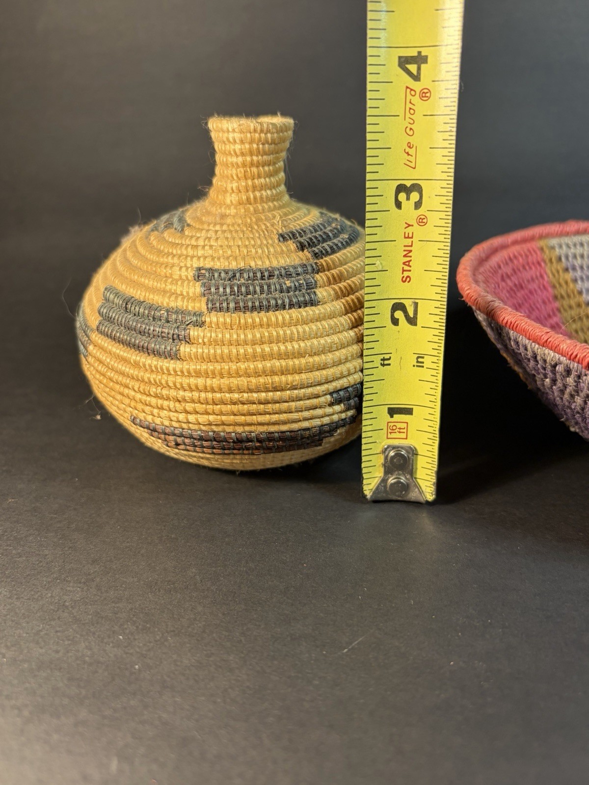 2 Small Woven Baskets Decor Pretty Vase & Bowl