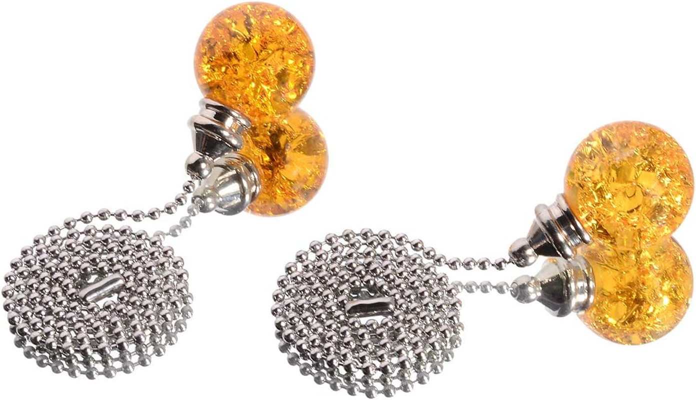 Amber Pull Crystal Glass Ice Cracked Ball Pull Chain for Ceiling Fan Light Decor