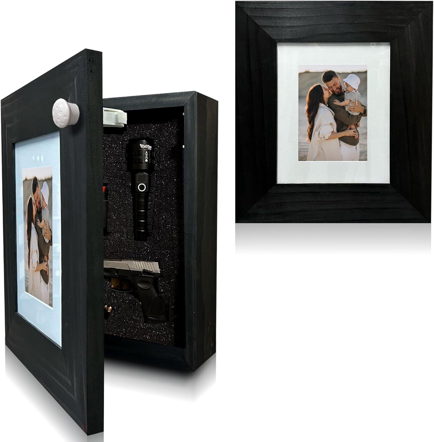 Hidden Gun Safe Picture Frame - Handcrafted Gun Concealment Furniture - Quick Ac