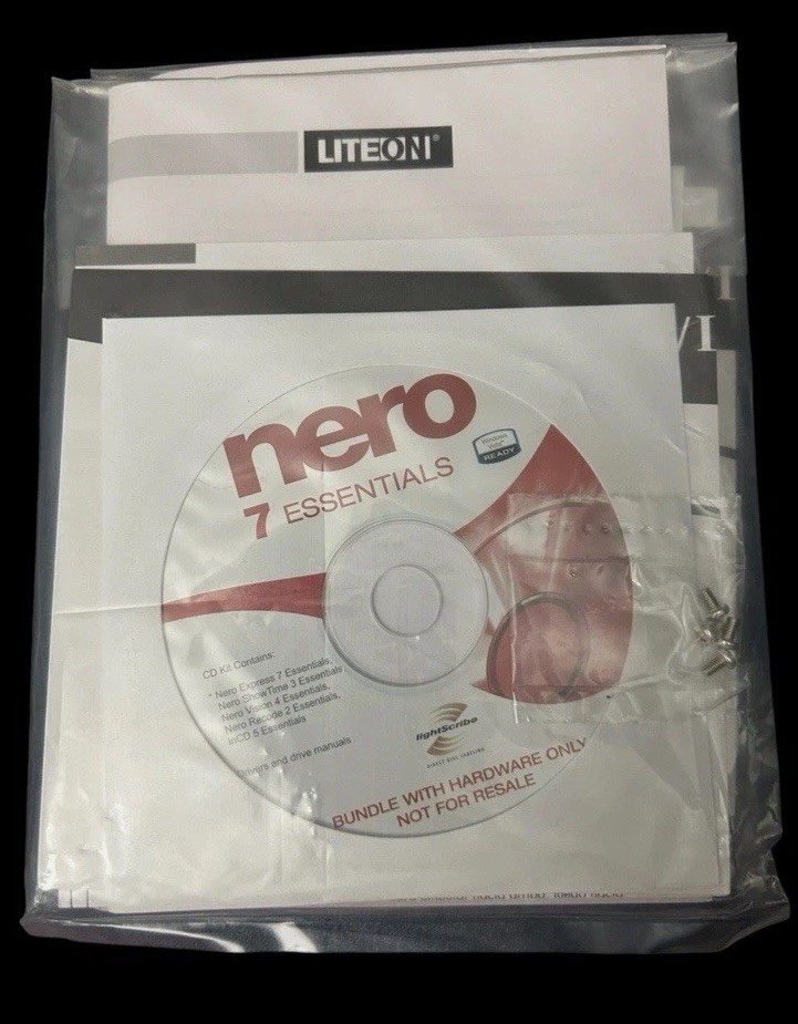 NOS NERO 7 ESSENTIALS CD SOFTWARE VINTAGE TECH LIGHTSCRIBE LITE-ON OEM BUNDLE