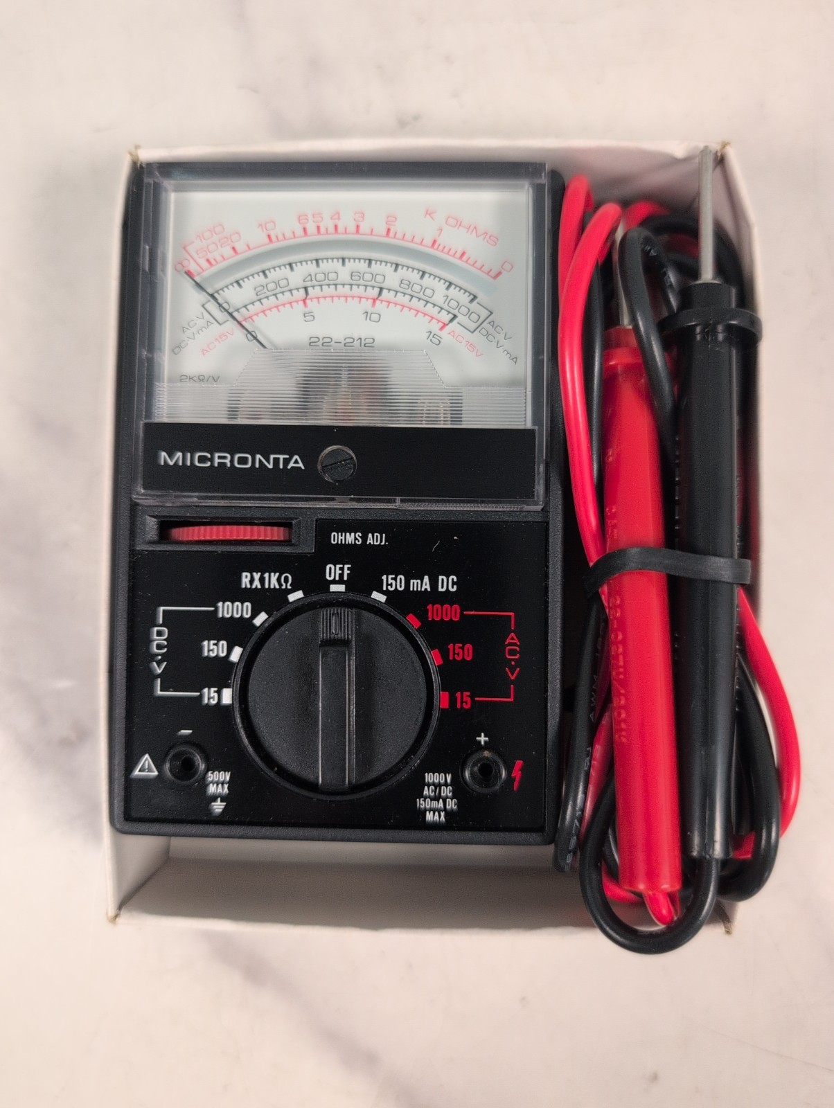 Vintage RadioShack Micronta 22-212 Multimeter 8 Range AC/DC Current Ohms Tester