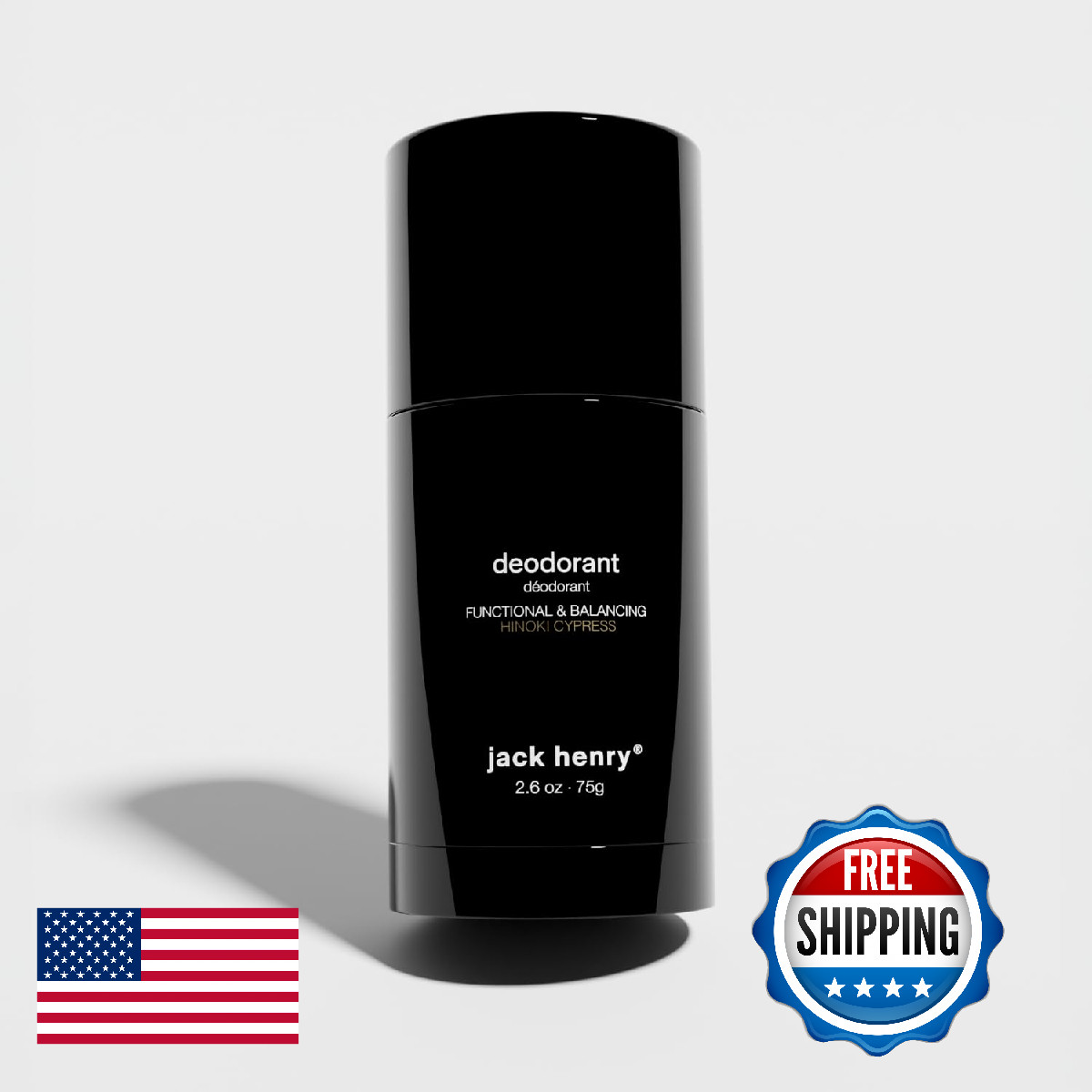 Jack Henry Natural Deodorant for Men & Women, Hinoki Cypress Scent, Aluminum Fre