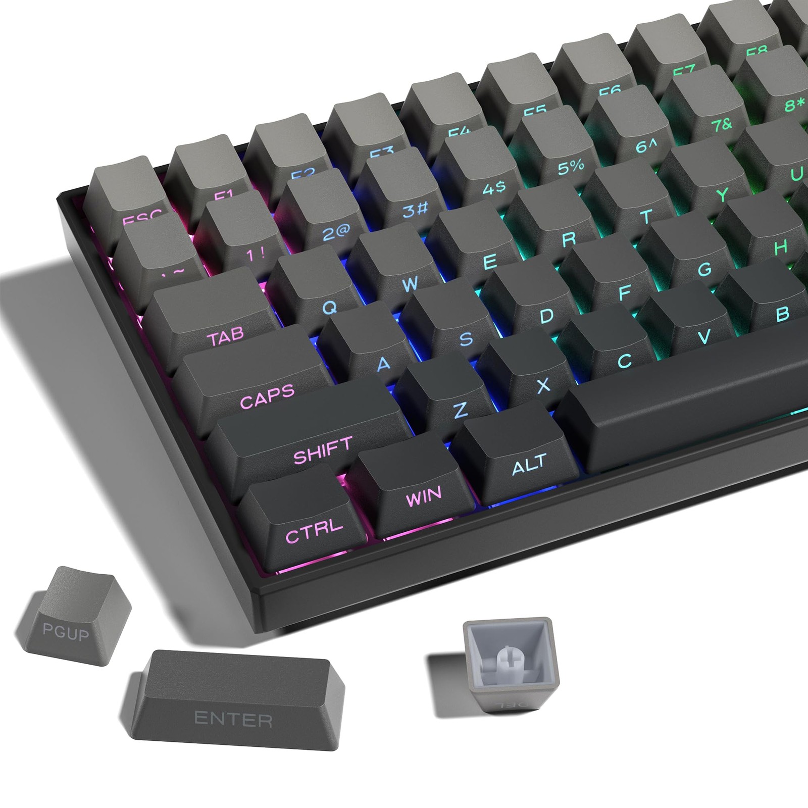 XVX PBT Keycaps - Side Printed 60 65 75 100 Percent, Small, Gray