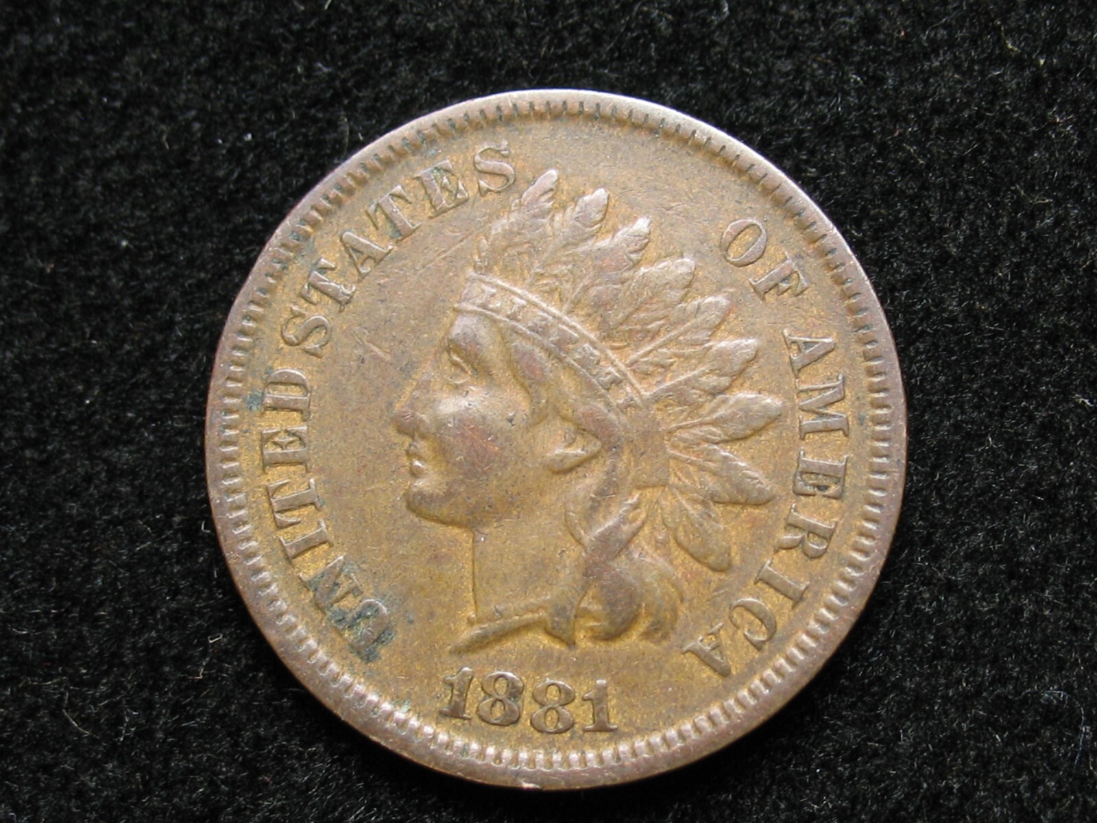 OLD COPPER COIN! XF 1881 INDIAN HEAD CENT PENNY DIAMONDS & FULL LIBERTY LOT 58us
