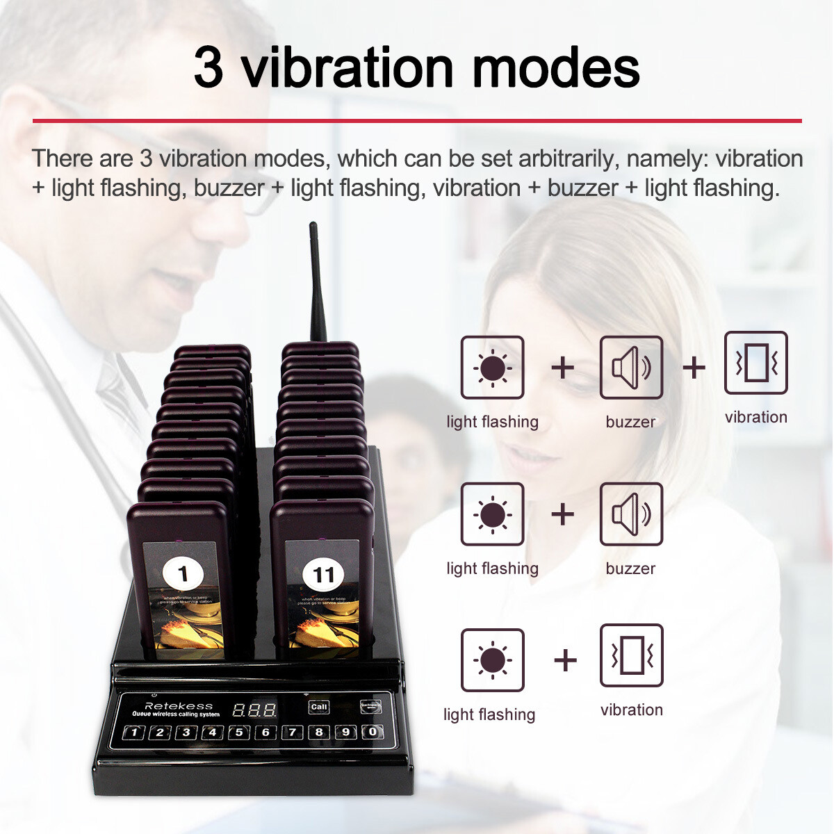 Retekess T112 Wireless Paging Queuing Calling System Restaurant 30 Coaster Bar