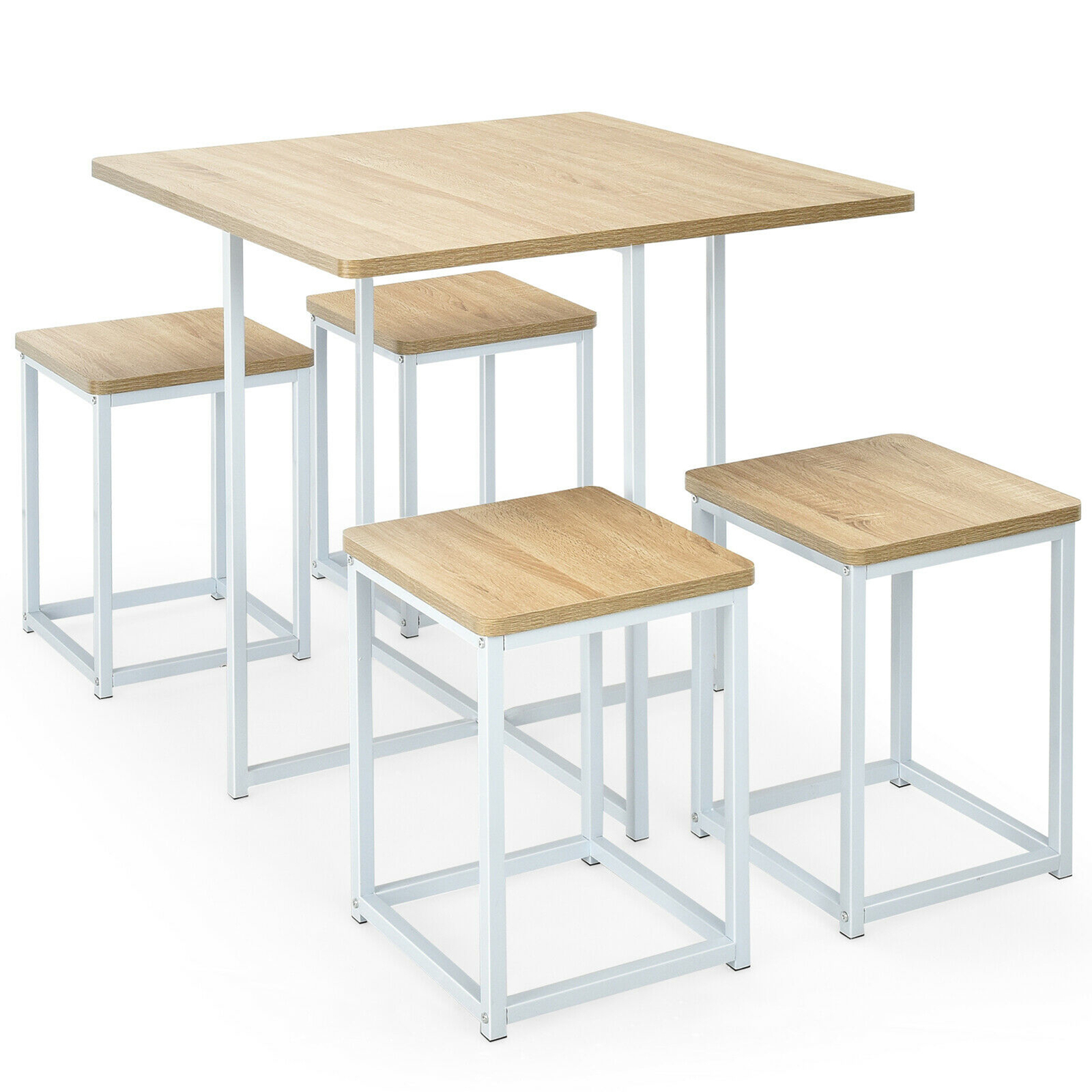 5 Piece Dining Table And Chairs Set Metal Legs Compact Space Bar Pub Kitchen