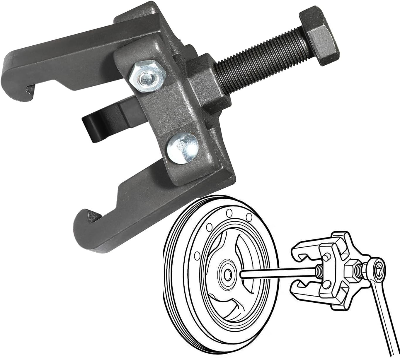 Harmonic Balancer Damper Pulley Remove Extractor Kit Compatible with Ford, GM, C
