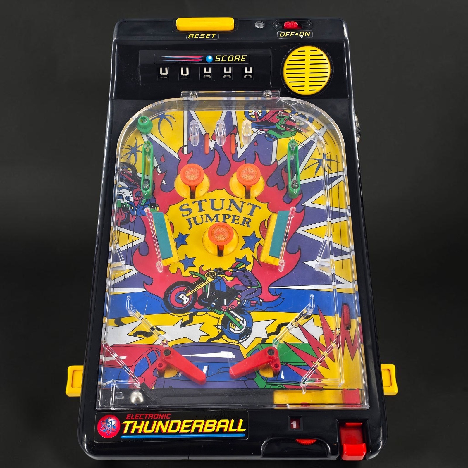 VTG TOMY Tabletop Pinball Machine Stunt Jumper Lights Sounds Vibration RETRO 70s