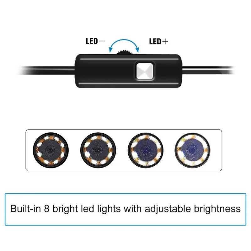 Endoscope Camera for iPhone Waterproof 8LEDs Borescope Car Engine Inspection