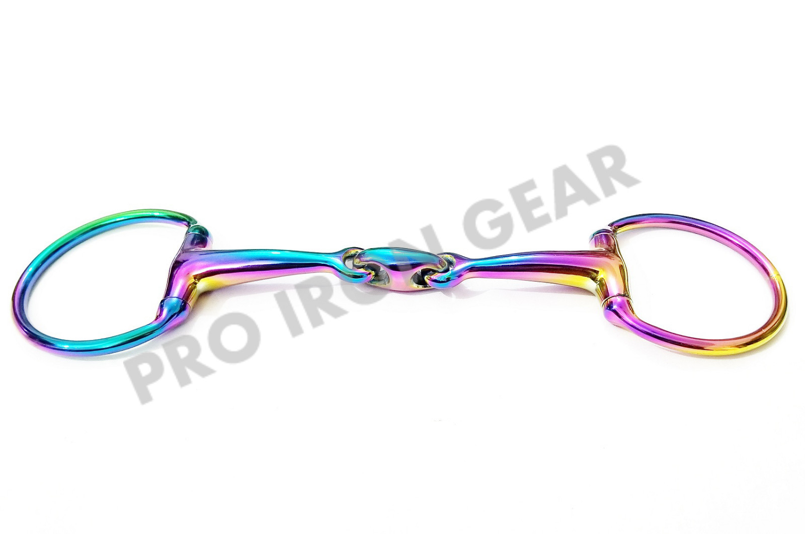 Rainbow Color EGGBUTT Double Jointed Horse Bit With Oval Link Stainless Steel