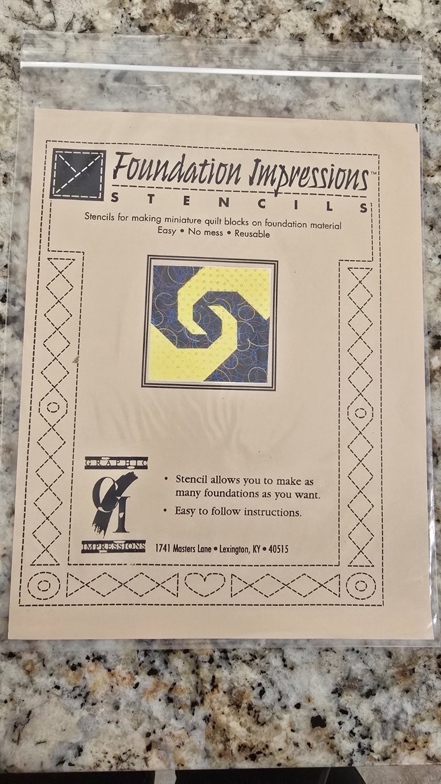Foundation Impressions Quilt Stencils Twisted Sister Rotary Template & Pattern