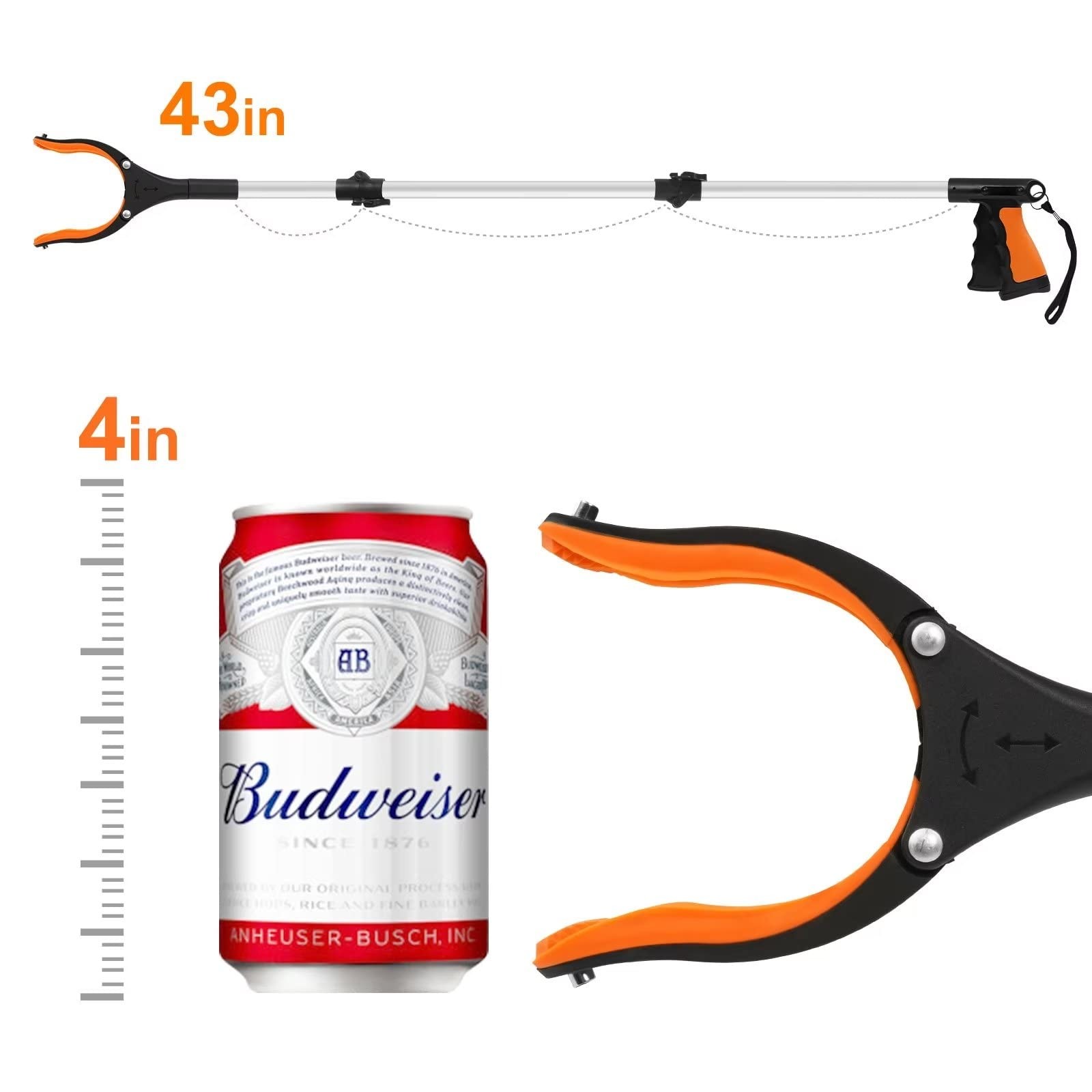43" Extra Long Grabber Tool Foldable Grabbers for Elderly Grab It Reaching Tool
