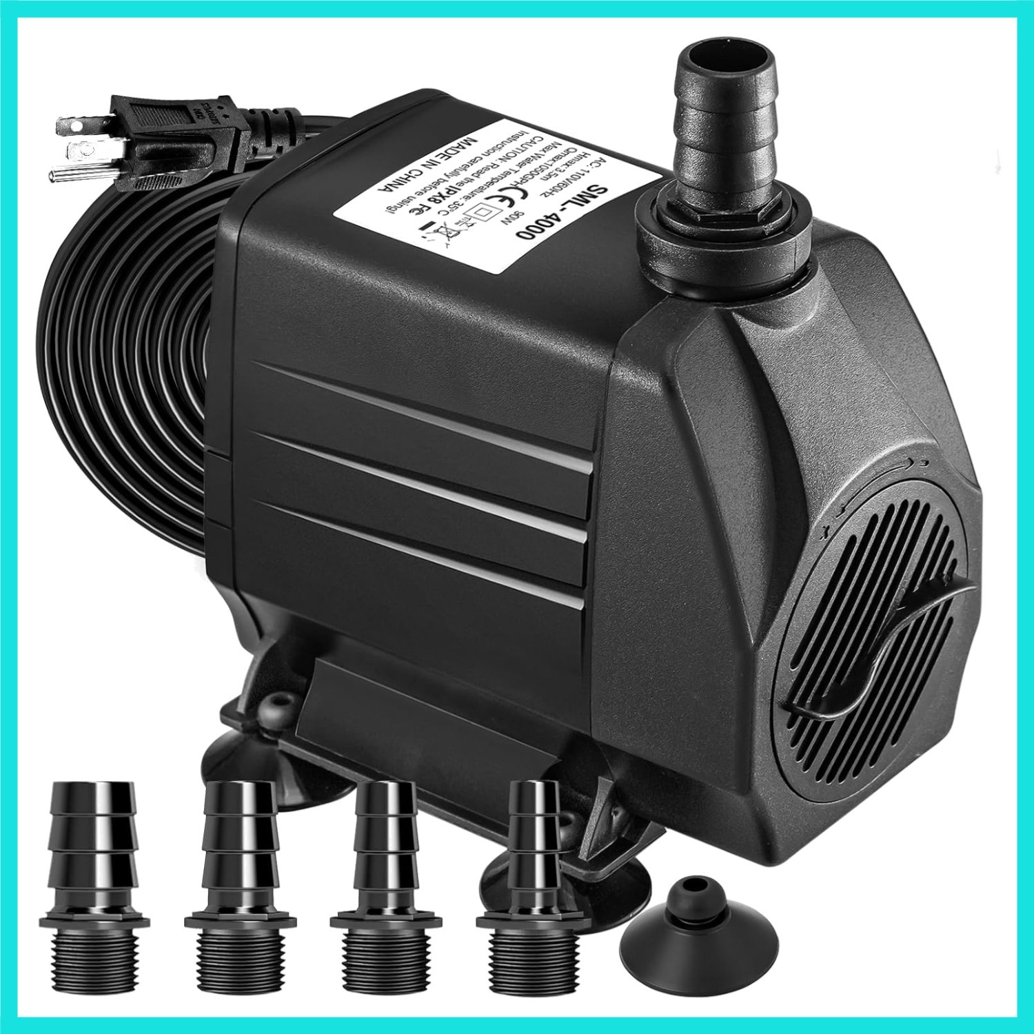 1100GPH Submersible Pump 90W Fountain Water Pump 4100L/H, with 13ft High Lift...