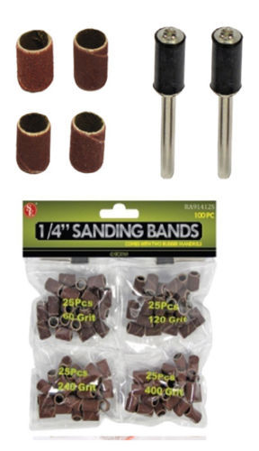 New 102pcs Sanding Bands with 2 Rubber Mandrels of 1/2 " x 1/4 " # RA91412S