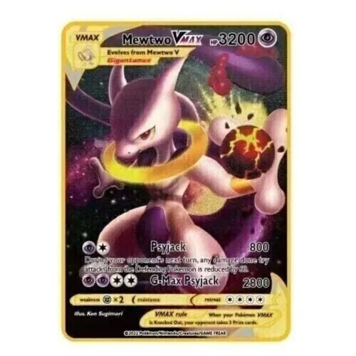 NEW Pokemon Cards Mewtwo VMAX TCG Metal Pokémon Card 3200 HP