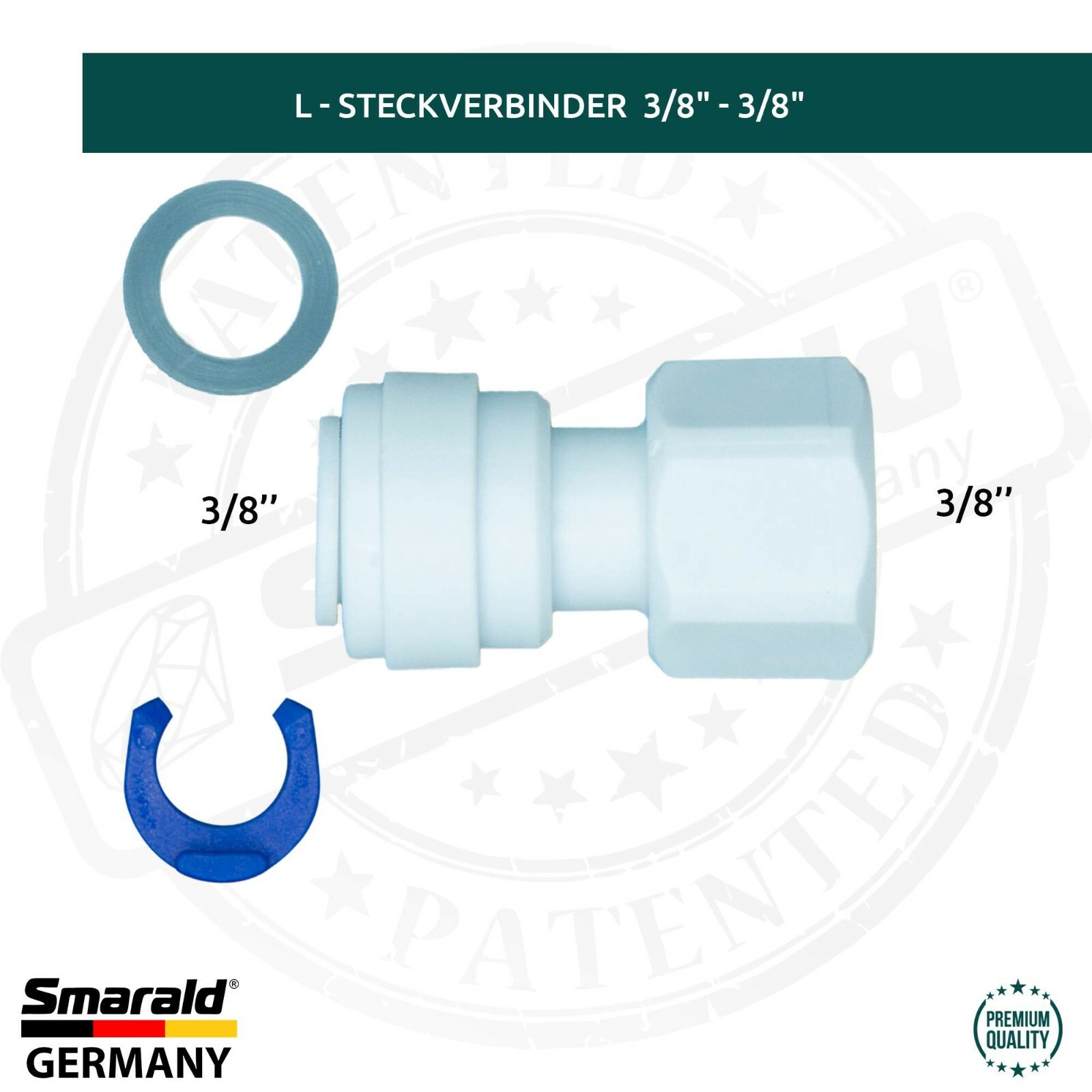 Connector 3/8" Quick & Easy x 3/8" IG Reverse Osmosis Water Filter Connector