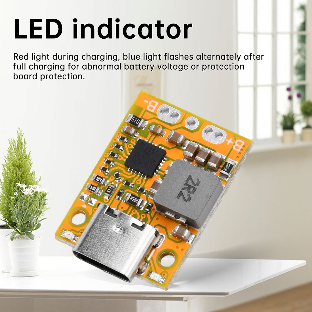 2S 3S Li-ion Battery Charging Module Type-C QC Fast Charging w/ Indicator Light