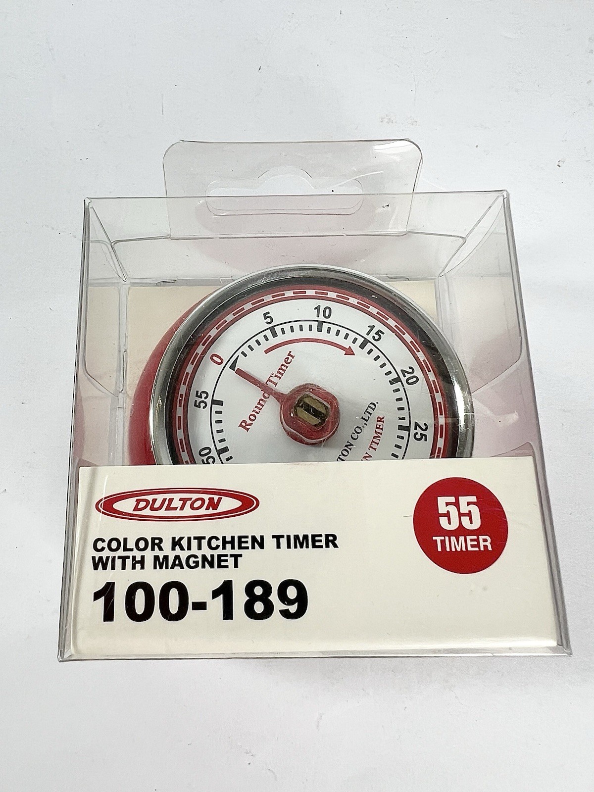 Dulton Co Ltd 55 Minute Kitchen Round Timer Magnetic Red Mechanical Retro