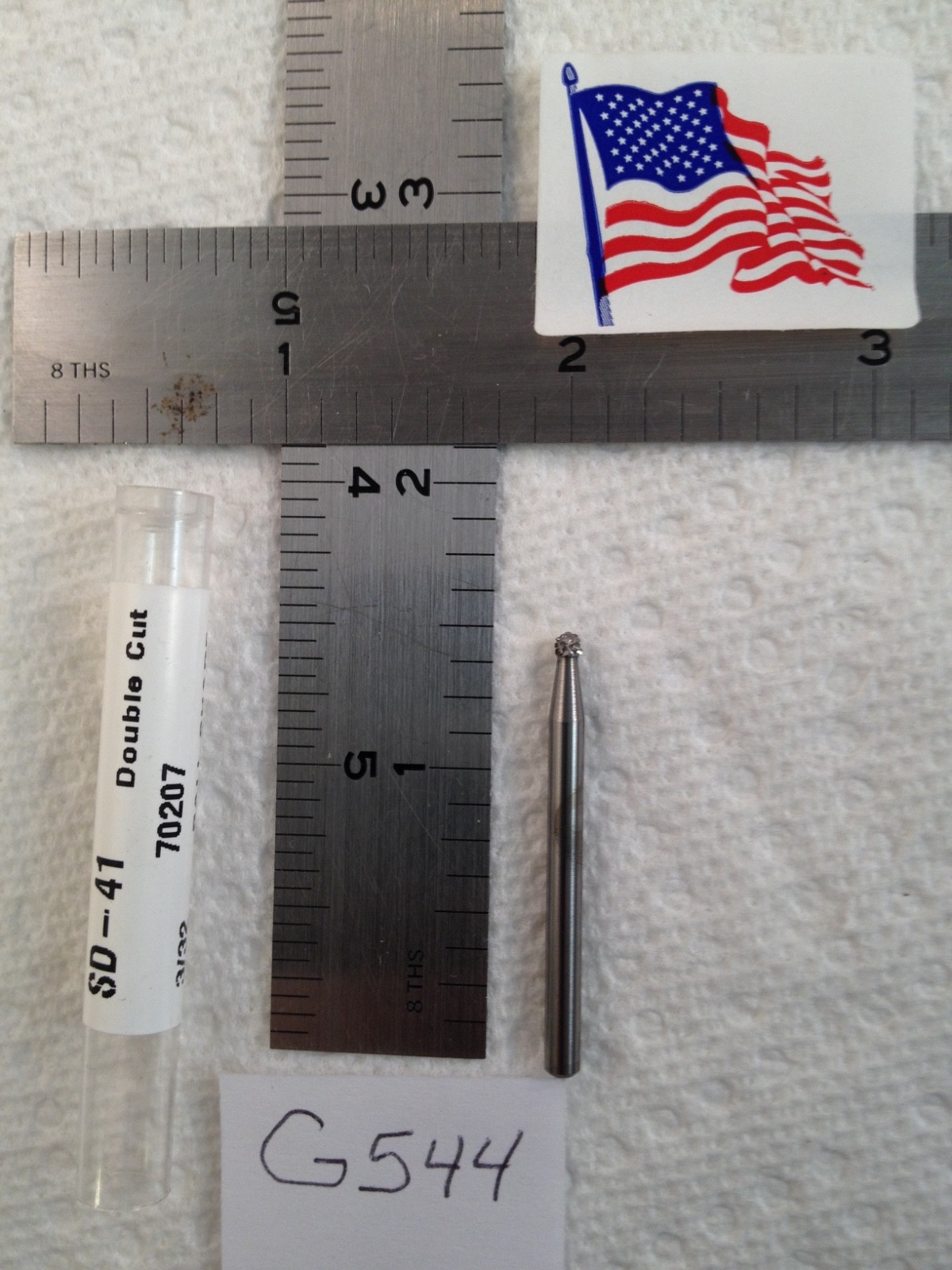 1 NEW HTC 1/8" SHANK CARBIDE BURR. SD-41 DOUBLE CUT 70207. BALL. USA (G544)